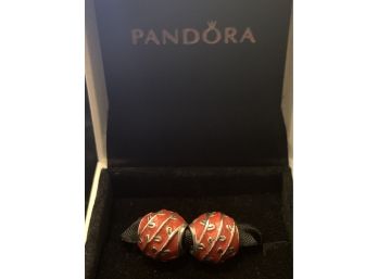 Authentic Pandora Red Enamel Beads In Box