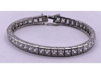 Phenomenal Sterling Silver And Crystal Tennis Bracelet