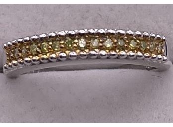 Wonderful Sterling Silver And Genuine Yellow Diamond Ring Size 8