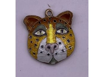 Asian Enamel And Sterling Silver Leopard Charm