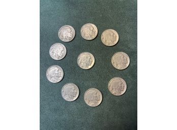 Buffalo Indian Head Nickels Lot Of 10 1920s-30s