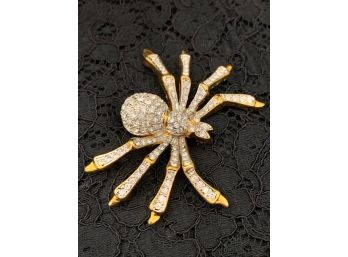 Huge Glitzy Rhinestone Spider Brooch Pin