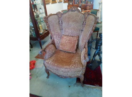 Antique Carved French Walnut Armchair