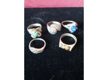 Lot Of 5 Sterling Silver Rings