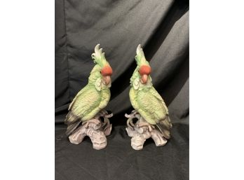 Vintage Bisque Pair Of Parrots