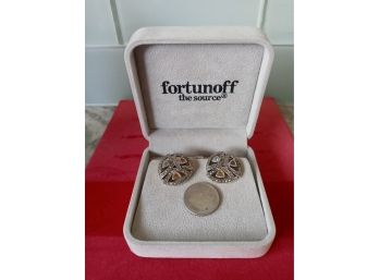 Fortunoff Sterling Silver Marcasite Multi Stone Earrings