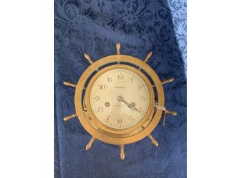 Vintage Waterbury Ships Bell Brass Clock
