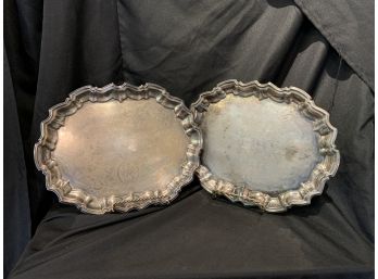 Pair Of Vintage Silver Plate Serving Trays