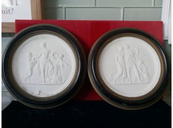 Pair Of Framed Antique Classical Relief Plaques