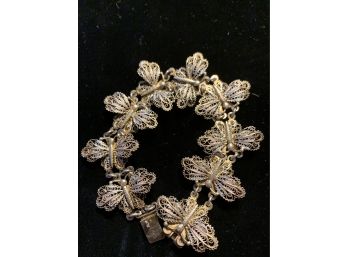 Vintage Filigree Sterling Butterfly Bracelet