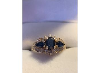 Vintage 14kt Diamond And Sapphire Ring