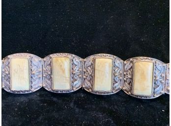 Antique Sterling And Ivory Chinese Bracelet