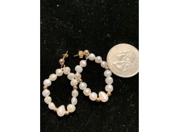 Classic Pearl And 14kt Gold Hanging Earrings