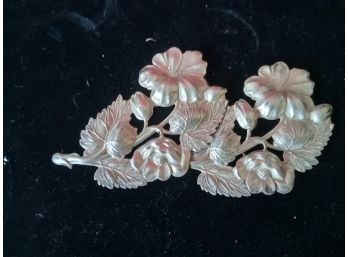 Large Sterling Silver Floral Brooch Pin