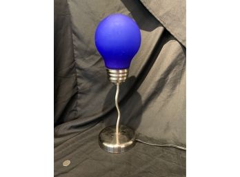 Funky Blue Glass Light Bulb Lamp
