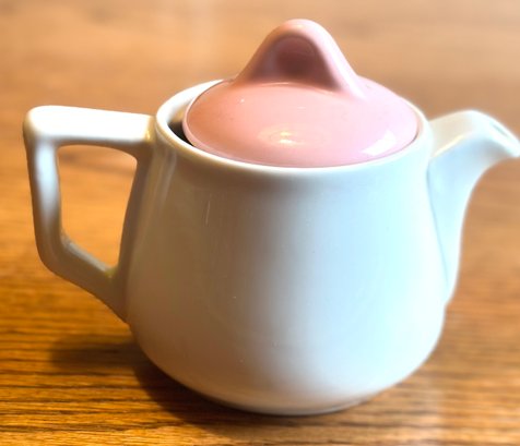 Vintage Vintage HALL Teapot White Pink China Restaurant Ware USA Single Cup Serving (s)
