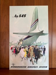 Vintage ORIGINAL 1960's Airline Advertisement Poster - Scandinavian Airlines