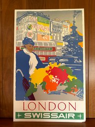 Vintage ORIGINAL 1950's Airline Advertisement Poster - Swissair - London