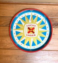 Vintage Advertisement Lucky Lager Beer Round Tray