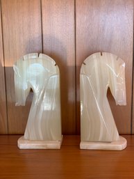 Vintage MCM Marble Horse Head Bookends