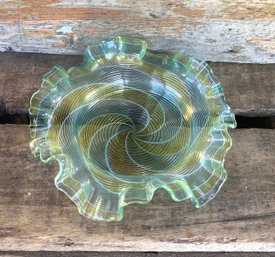 Beautiful Ruffled Art Glass Ashtray