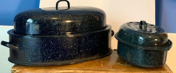 Vintage Speckled Enamelware Roaster Pans