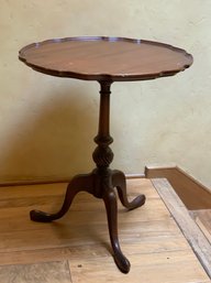 Vintage Mahogany Round Scalloped Edge Wine Table