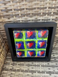 Painted Heart Art In Shadow Box Frame