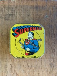 Vintage Superman Tin Litho Dime Bank