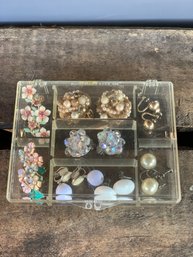 Vintage Acrylic Box Filled With Costume Jewelry