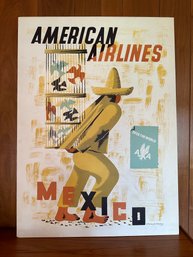 Vintage 1950's ORIGINAL Airline Advertisement Poster -  Mexico