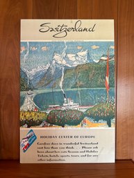 Vintage ORIGINAL 1950's Travel Advertisement Poster - Switzerland