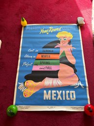 Vintage Original 1989 Travel Poster  - Mexico