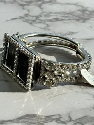 Crystal Studded Bracelet With Large Quartz