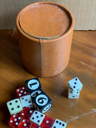 Vintage Dice Cup With Assorted Vintage Dice