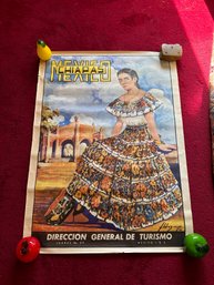Vintage Original 1950's Travel Poster - Mexico