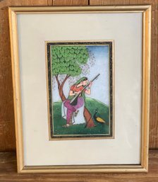 Vintage Colorful Art Painted On Stone- Framed