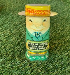 Vintage 'Watch Me Grow' Collectible Tin Litho Toy Bank By Apex Novelty Co.  T