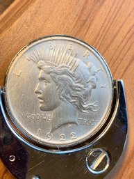 Antique Liberty 1922 Peace Silver Dollar Coin In Key Chain