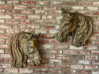 Vintage Pair Of Decorative Wall Horse Heads