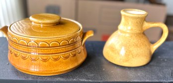 Vintage 1970s Pottery Golden Harvest Bowl & Jar