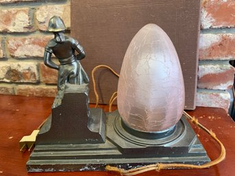 Vintage Egg Shaped Lamp With Sculpture