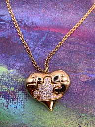 Vintage Kenneth Jay Lane Jeweled Heart Puzzle Necklace