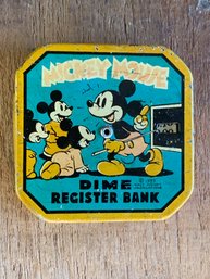 Vintage Tin Litho Mickey Mouse Dime Bank