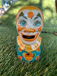 Vintage Clown Lithographed Tin Bank By J Chein & Co.