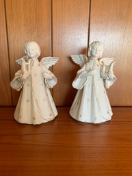 Pair Of Porcelain Angel Figurine By Schmid Bros. Japan