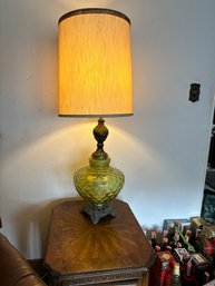 Vintage Green Glass MCM Lamp