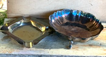 Vintage Silver Plate Ashtray &  Trinket Dish