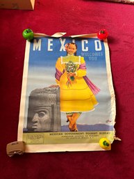 Vintage Original 1960's Travel Poster  - Mexico Welcomes You