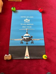 Vintage Original 1960's Travel Poster  - United Airlines 727 Jet Commuter